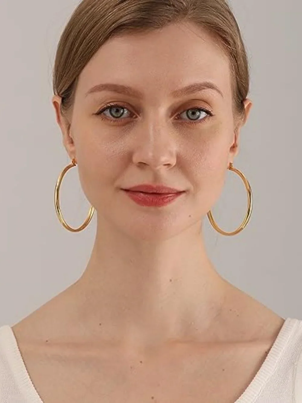 4mm Thick Gold Chunky Ears Sterling Silver Post Hoops Ears For Women Hollow Tube